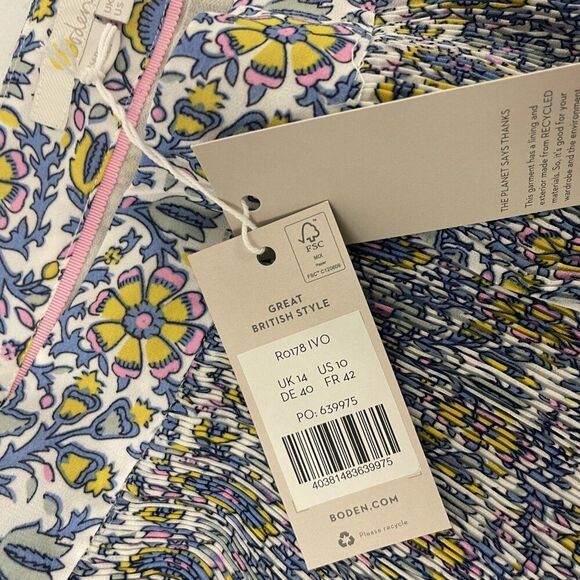 Boden Womens Skirt UK 14 US 10 Mini Multi Floral Print Plisse Layered R0178 NWT - Picture 6 of 11